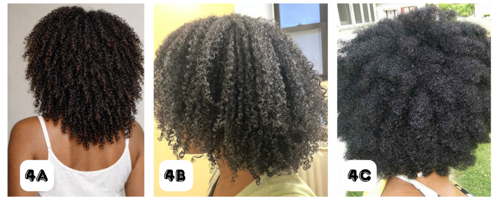 Visual comparison of 4A 4B and 4C hair textures