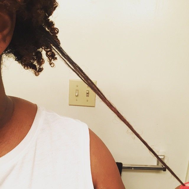 Comparison showing stretched and shrunken natural 4C hair