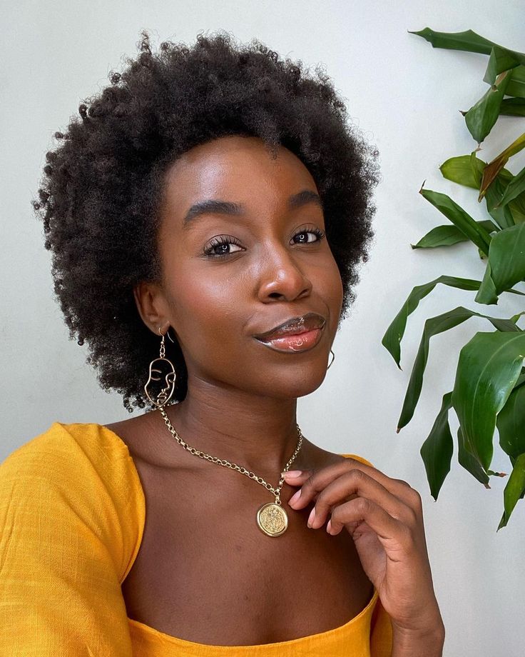 Wash-and-go finished with an afro pick on natural 4C hair.