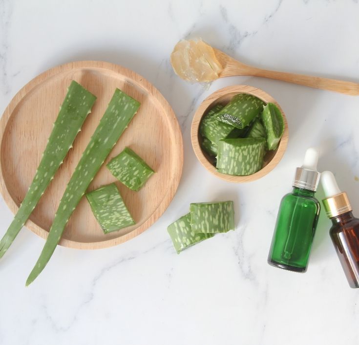 Homemade aloe vera and vegetable glycerin leave-in spray for 4C hair.
