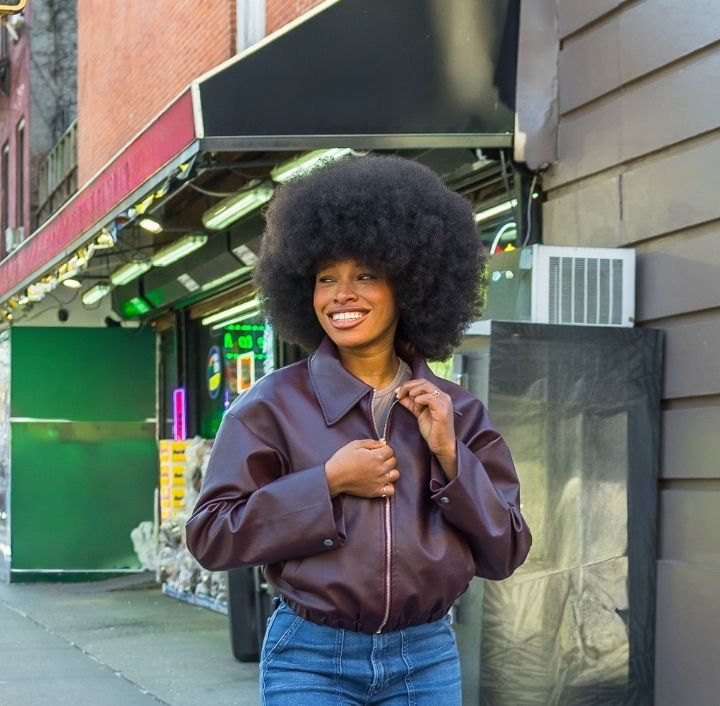 Classic natural afro on healthy 4C hair.