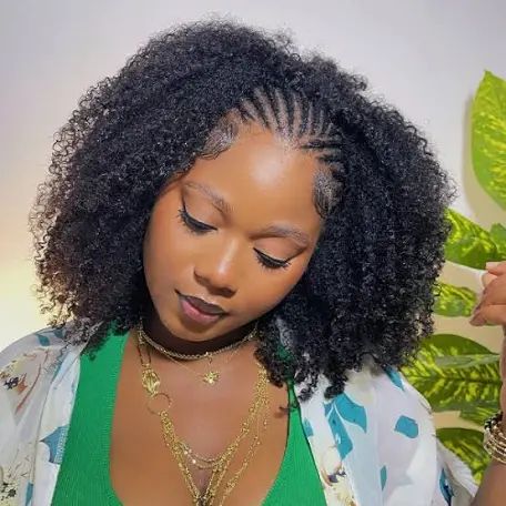 Crochet braids installed on natural 4C hair.