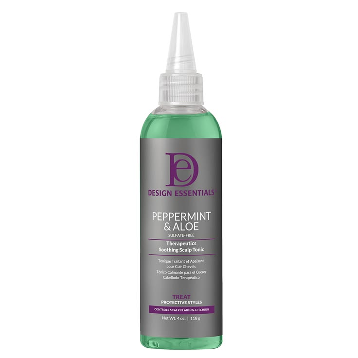Design Essentials Peppermint & Aloe Scalp Tonic for natural 4C hair.