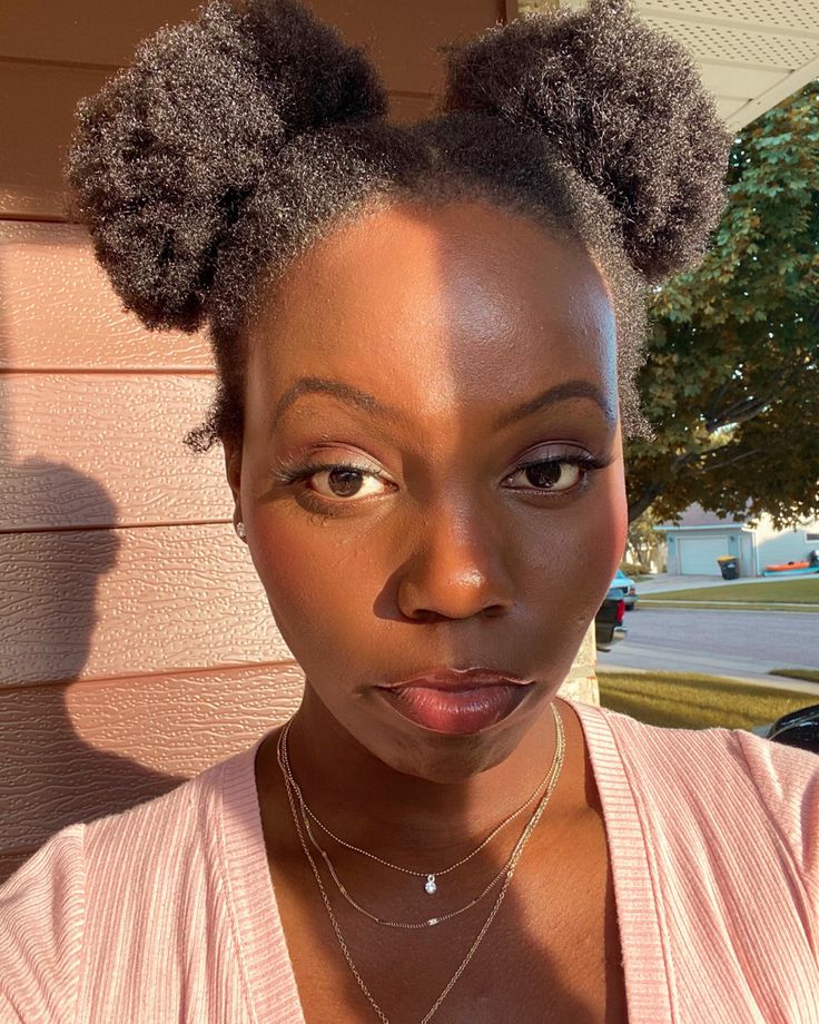 Two puff hairstyle for beginners with natural 4C hair
