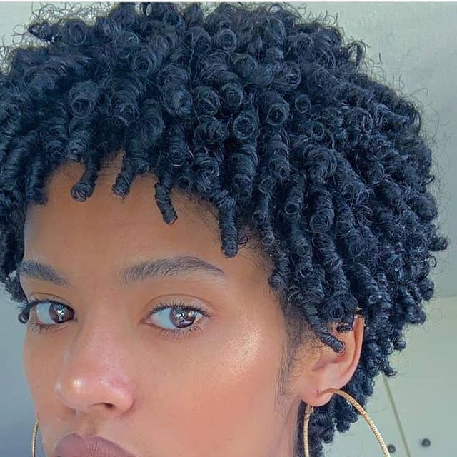 Finger coils on natural hair.