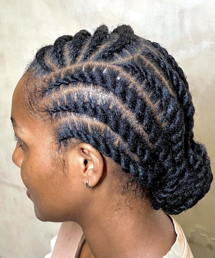 Flat twists on natural 4C hair.
