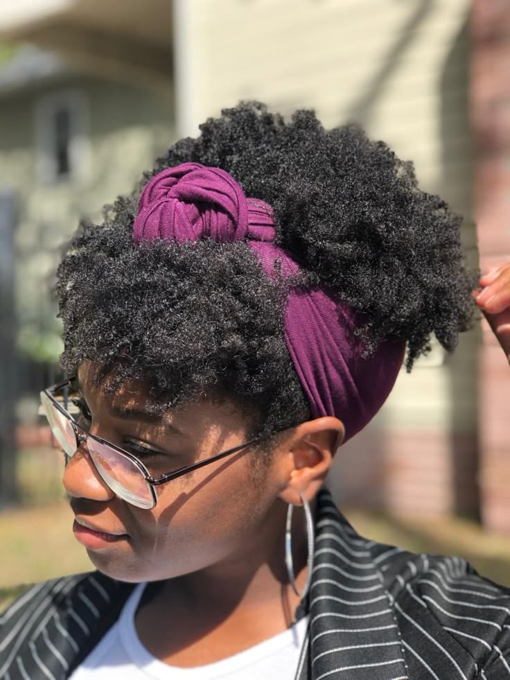 Colorful head wrap style for afro hair.