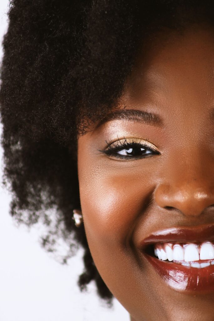 beautiful black woman with healthy 4c hair