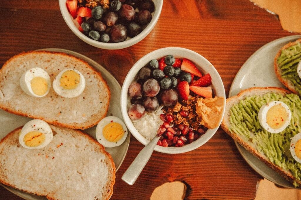 Healthy foods and hydration that support stronger natural hair.