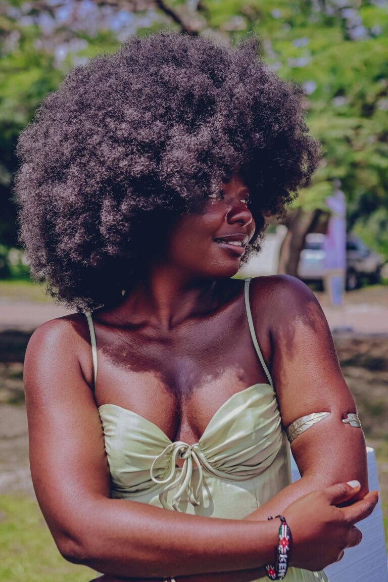 beautiful woman on long and full 4c hair