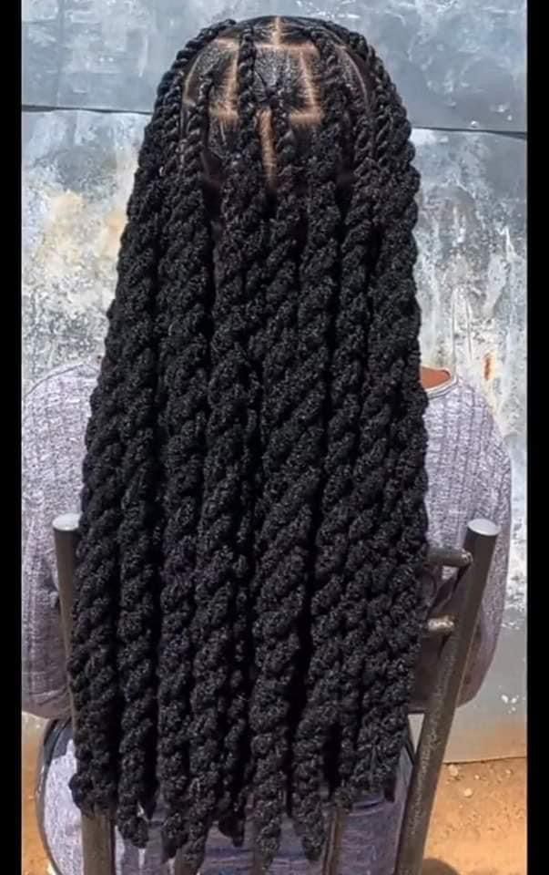Long Marley twists on healthy natural 4C hair.