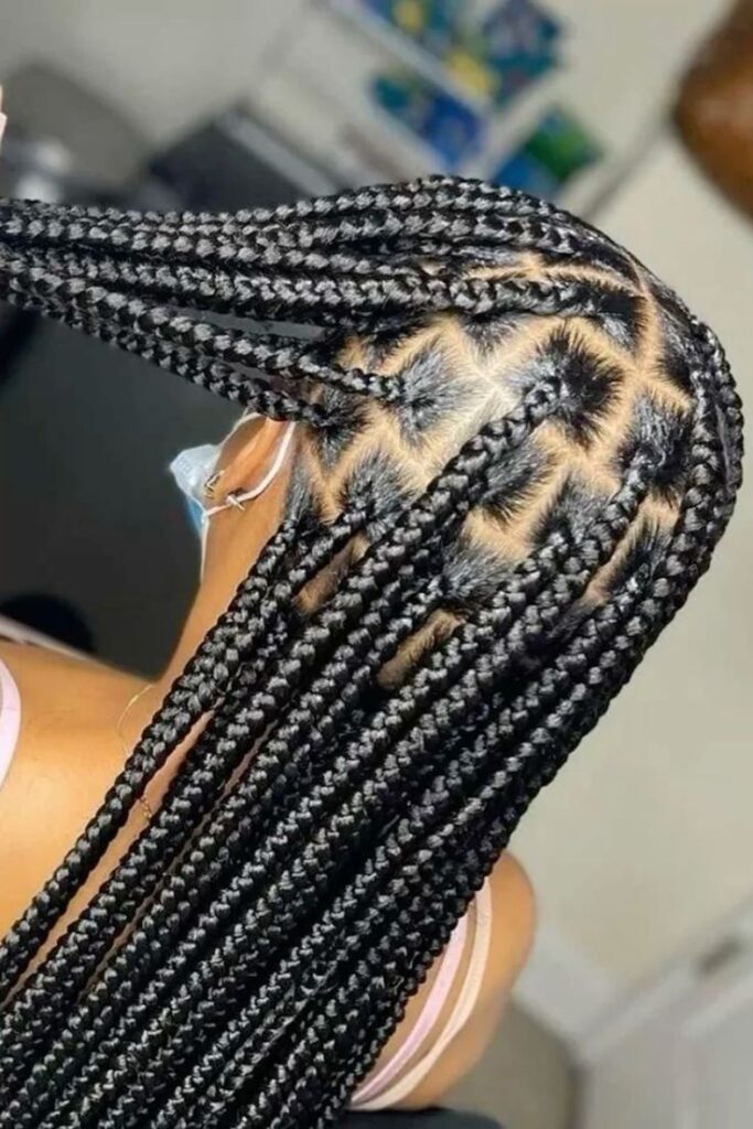 medium box braids on natural hair.