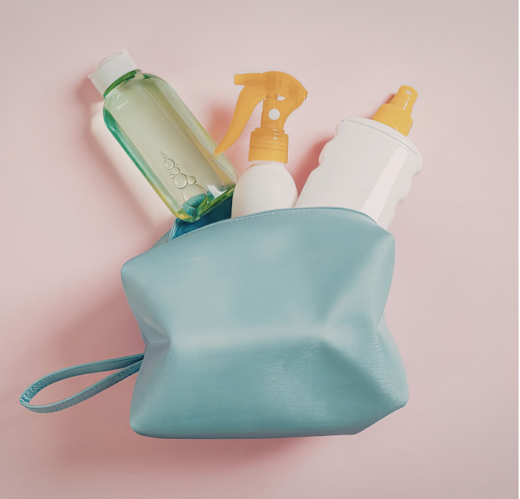 Small pouch containing everyday natural hair essentials