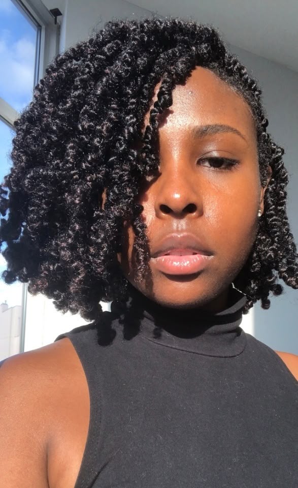 Spring twists on healthy natural hair.