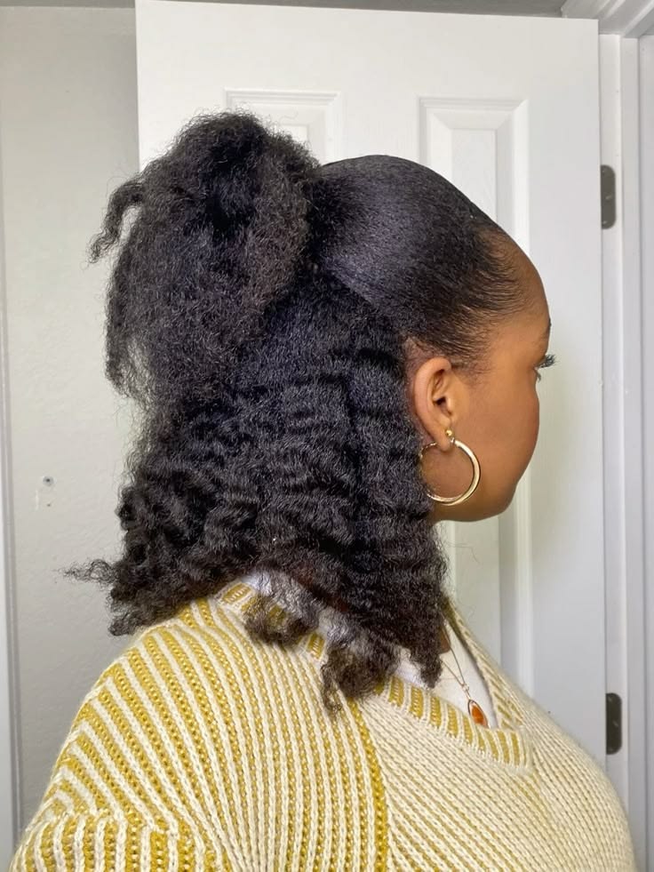 Stretch-and-go hairstyle for beginners with natural 4C hair.