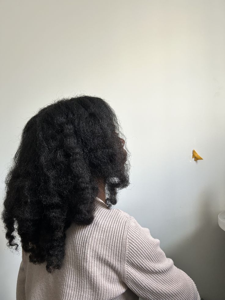 Stretched style on natural hair.