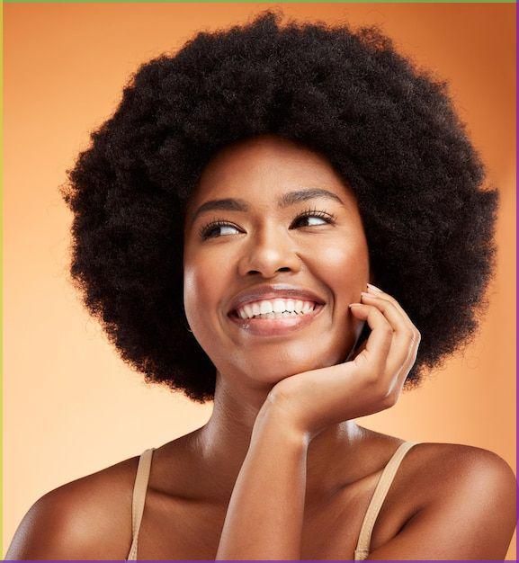 smiley woman with beautiful afro hair