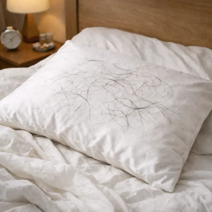 strands of hair on cotton pillowcase due to friction