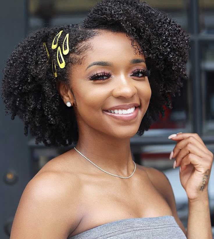 Natural 4C wash-and-go decorated with hair accessories