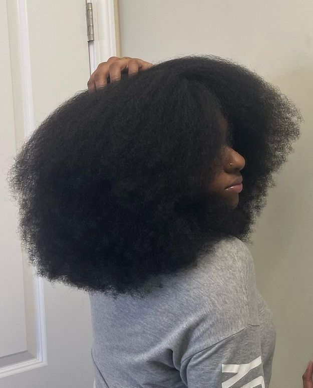 Healthy, balanced medium-porosity natural hair after moisturizing.