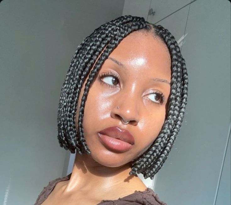 Braided bob hairstyle on natural hair