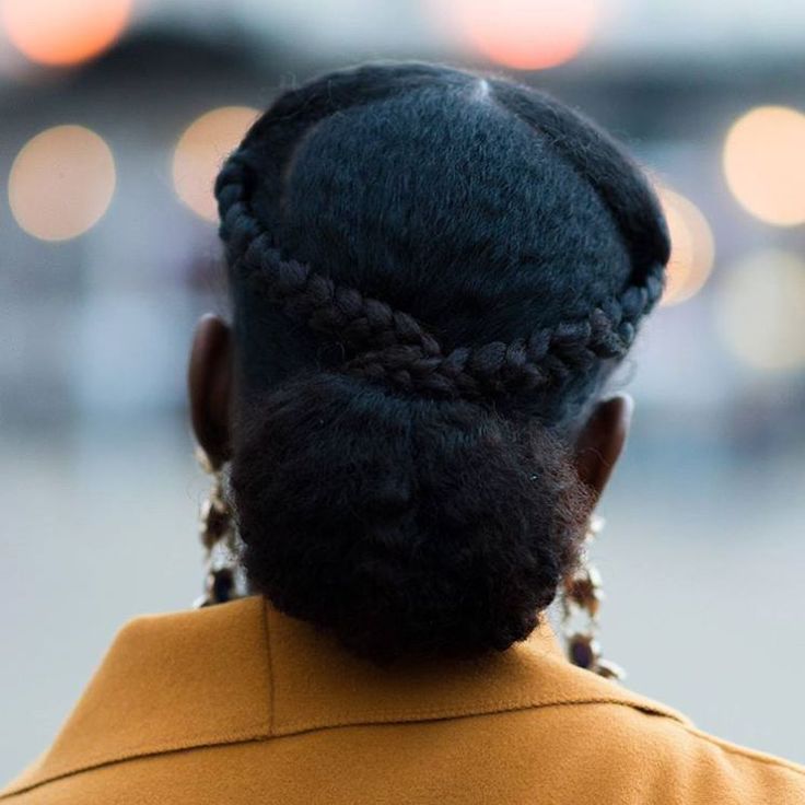 Braided crown hairstyle on natural 4C hair
