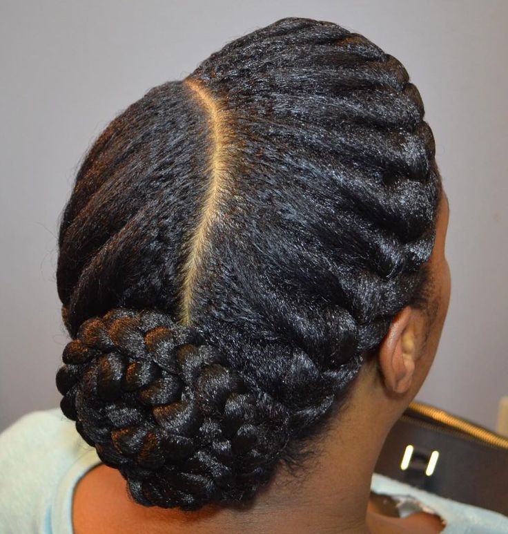 Braids styled into a crown updo