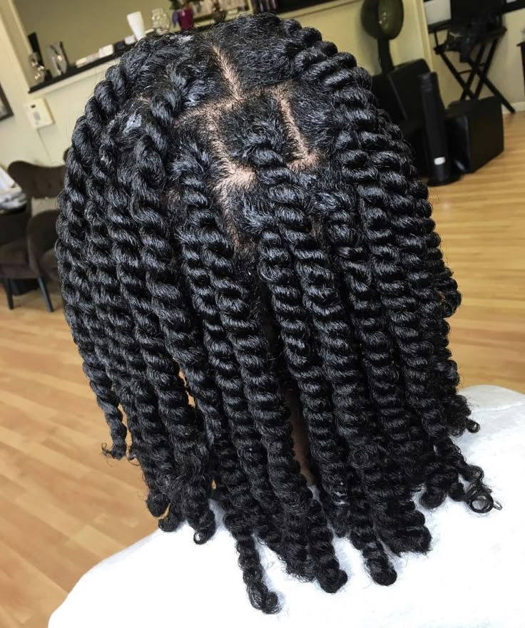 cute chunky two-strand twists on natural 4C hair