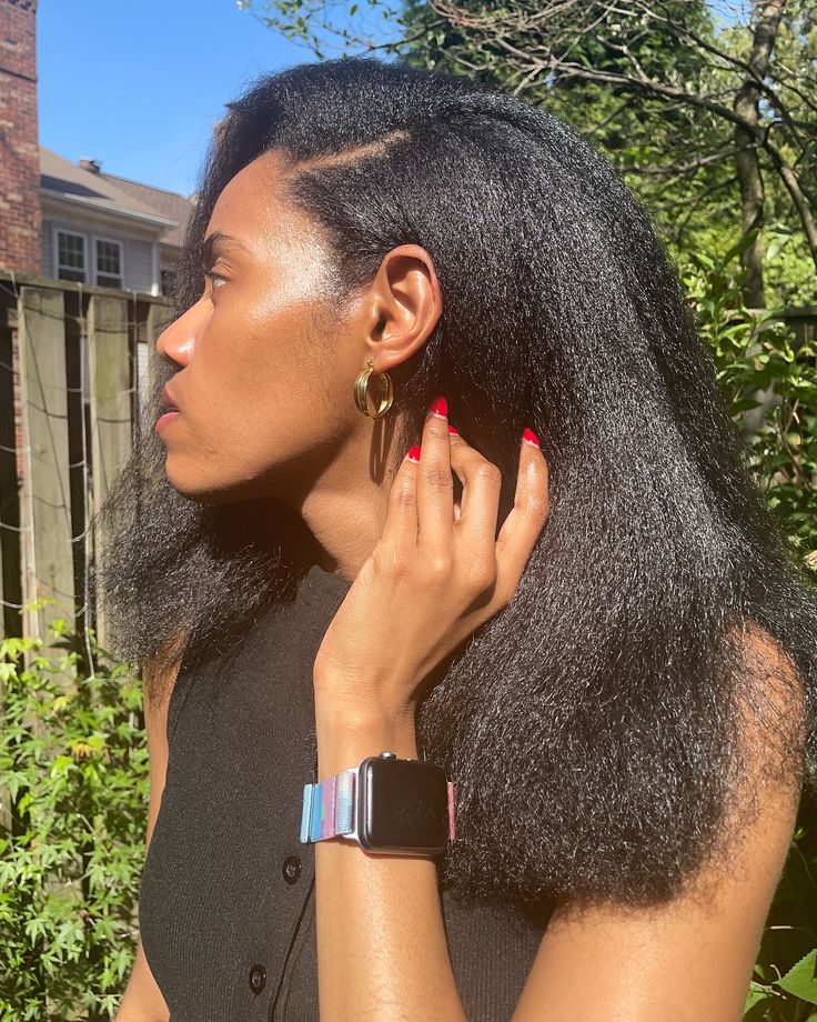 a woman with clean hair and scalp