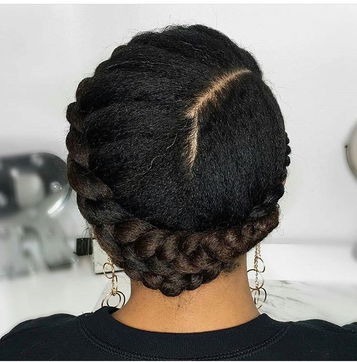 Natural 4C hair styled in a cute crown braid