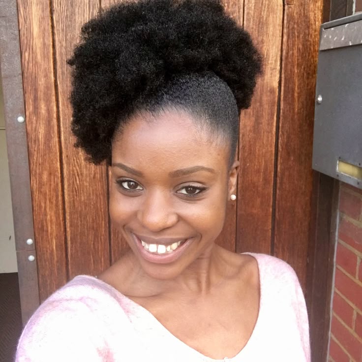 Elegant side puff on natural 4C hair