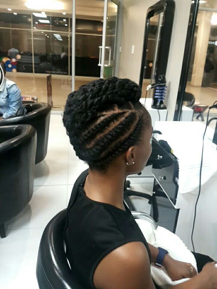 protective Flat-twist updo on natural 4C hair