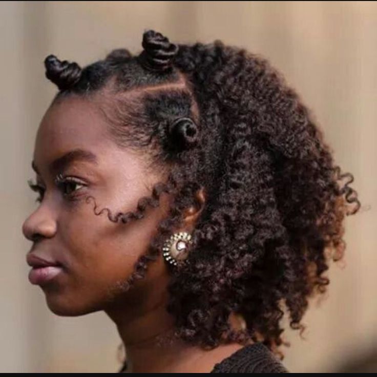 Half-up Bantu knots on natural 4C hair