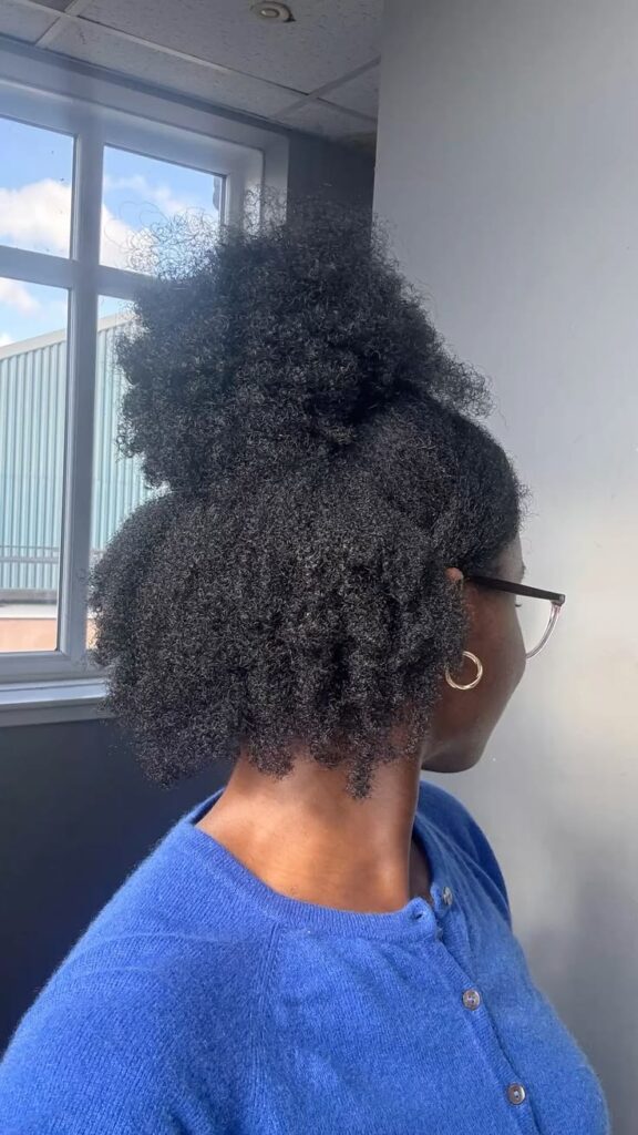 Half-up half-down natural 4C hairstyle