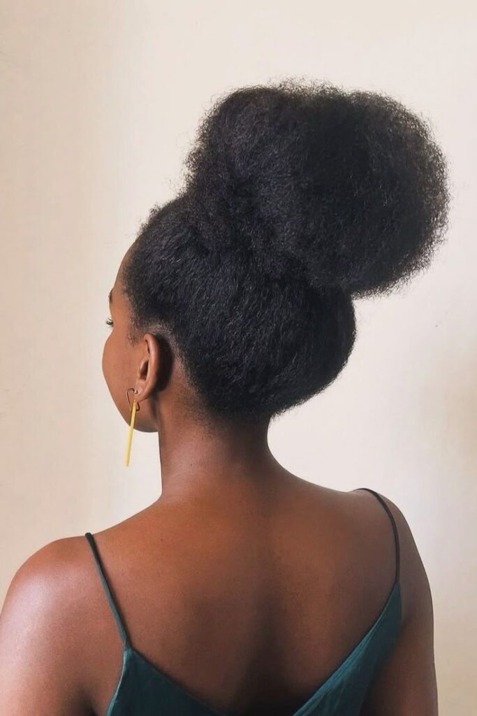 High bun on natural 4C hair