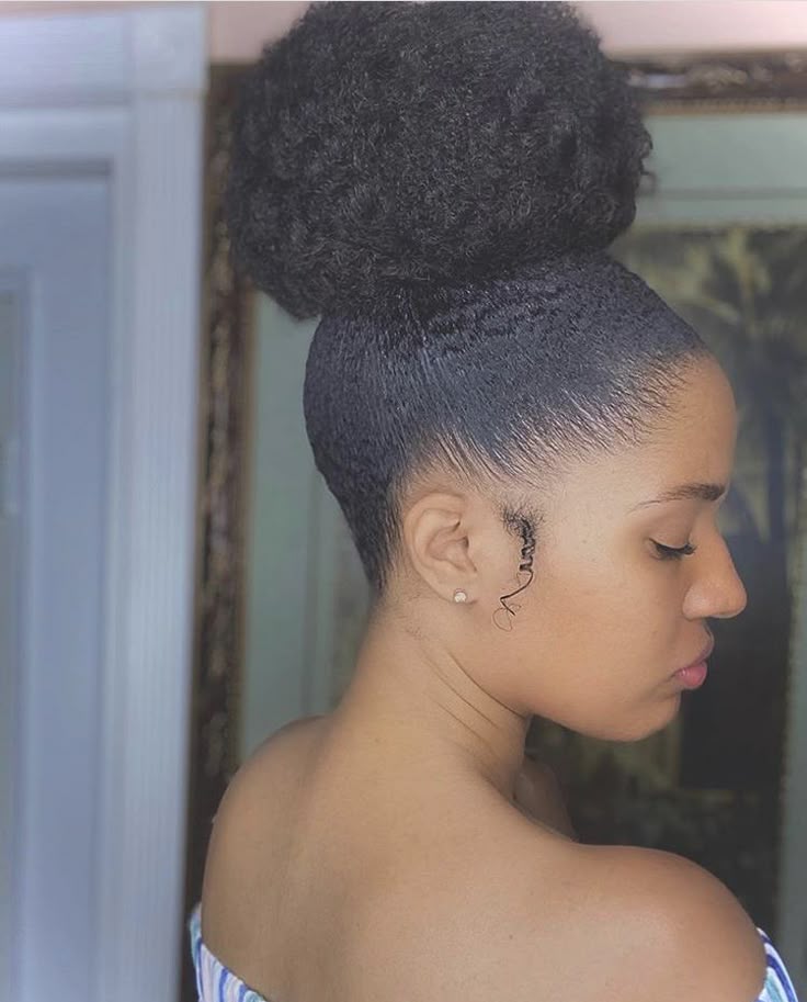  High bun on natural 4C hair