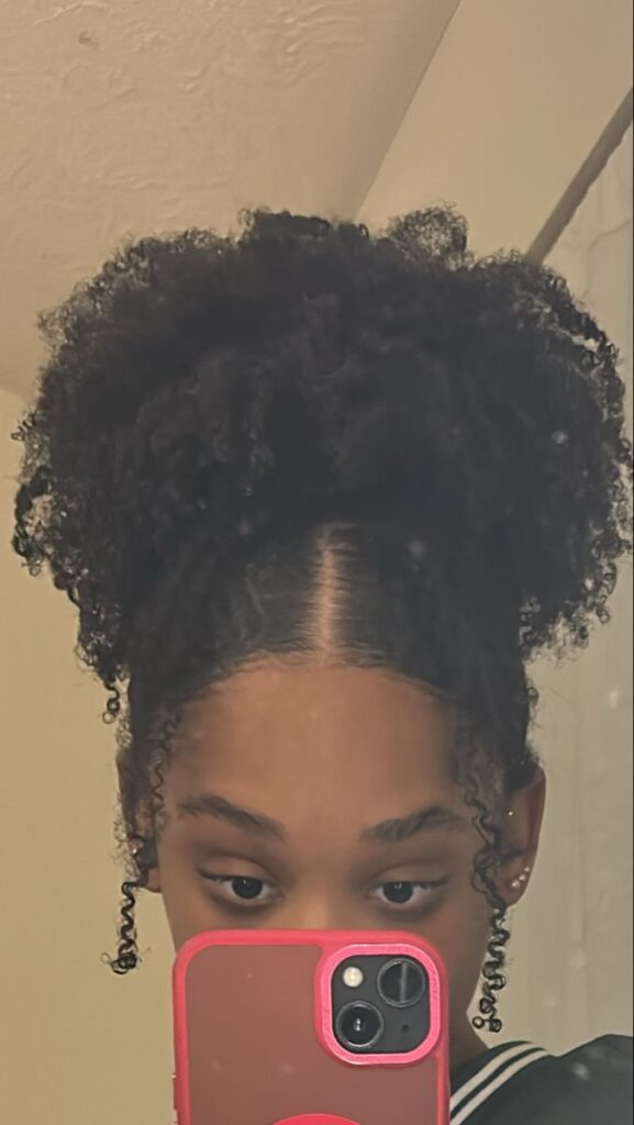 cute full high ponytail on natural 4C hair