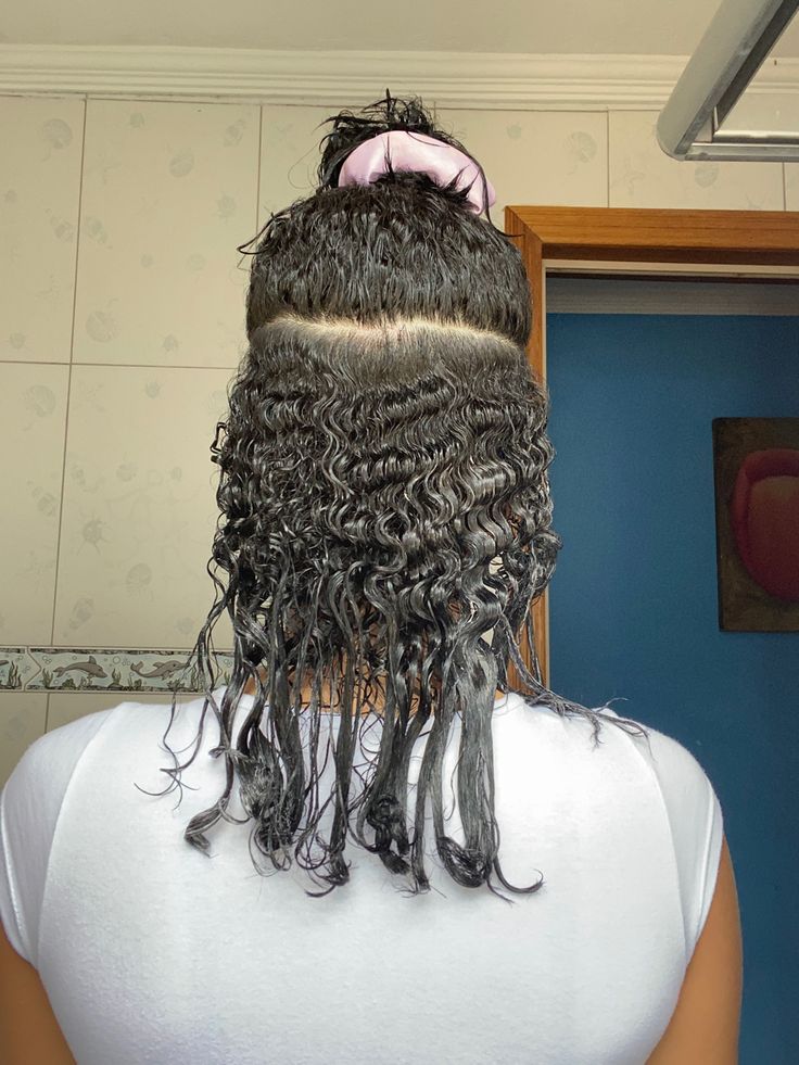 woman with long hair length while transitioning