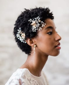 Natural 4C afro decorated with jewelled hair pins