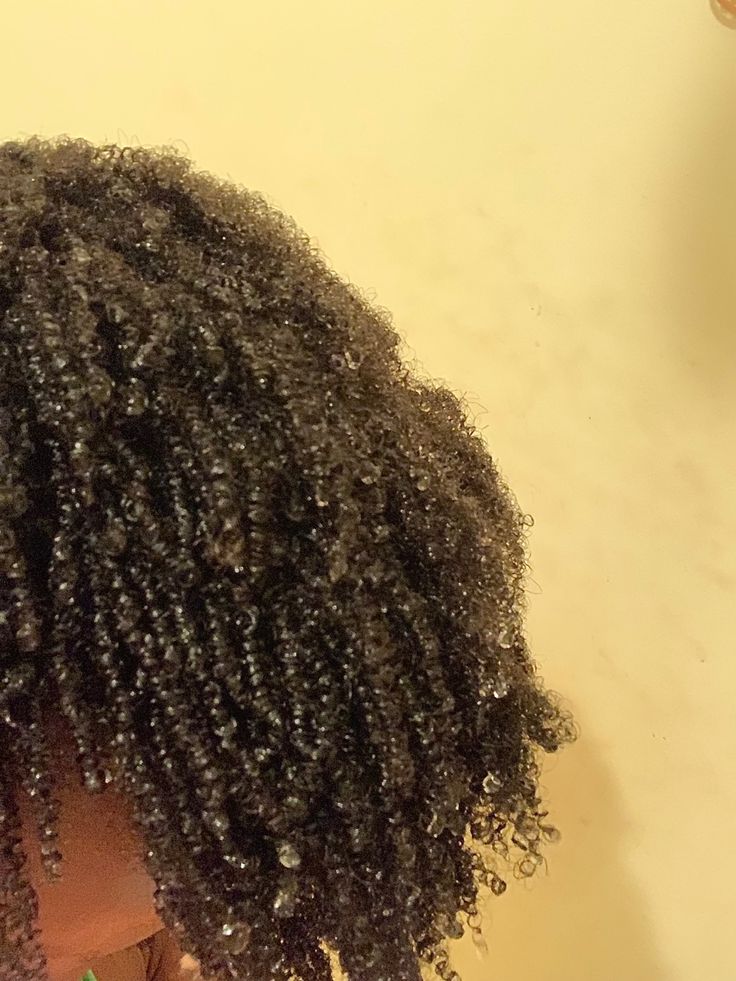 Natural 4C hair air-drying after wash day.
