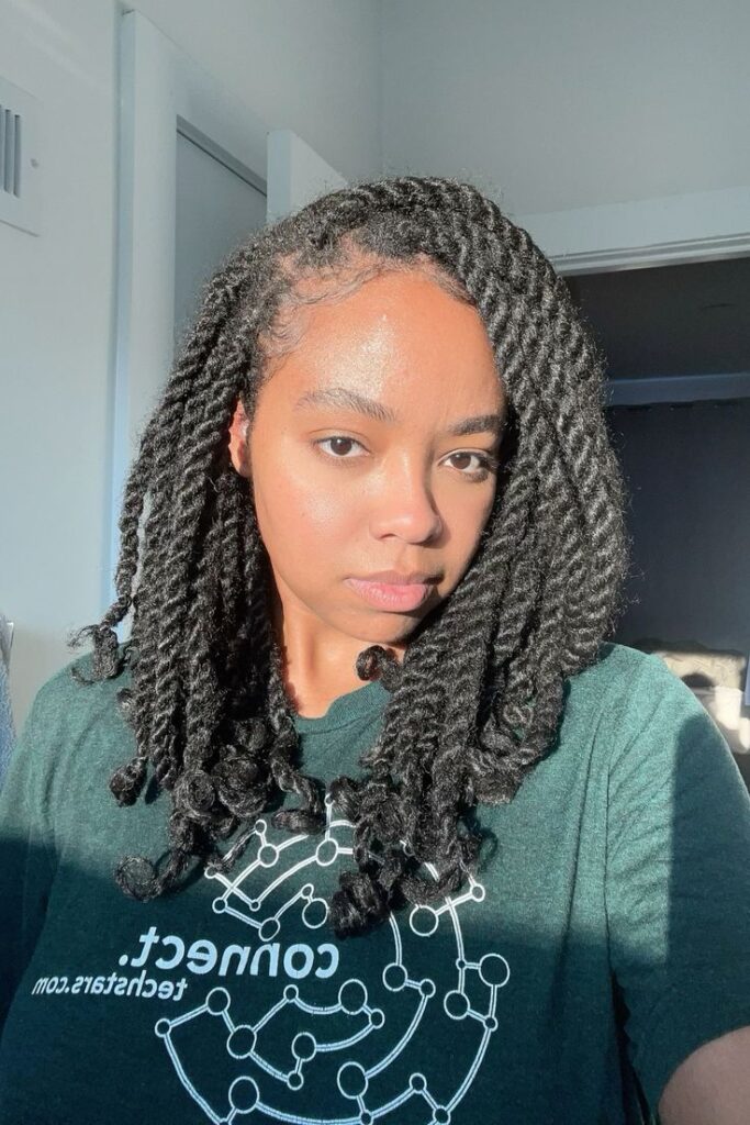 protective Marley twists on natural 4C hair