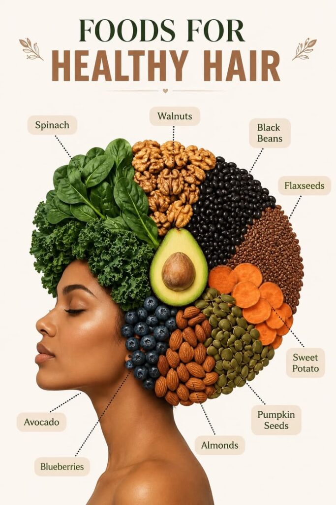 Healthy foods that support overall hair health