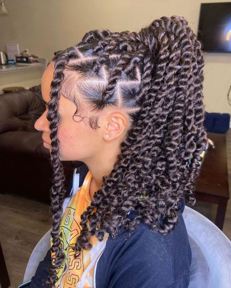 Passion twists styled into a ponytail