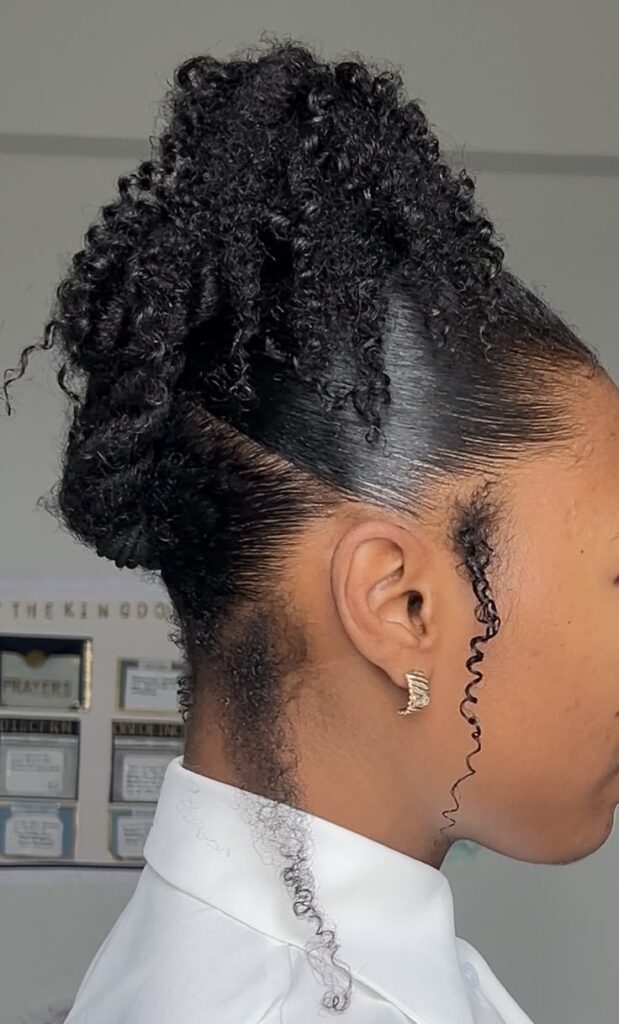 Pin-curled natural hair updo