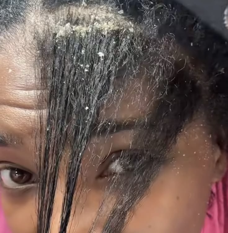 Product buildup on natural hair before clarifying