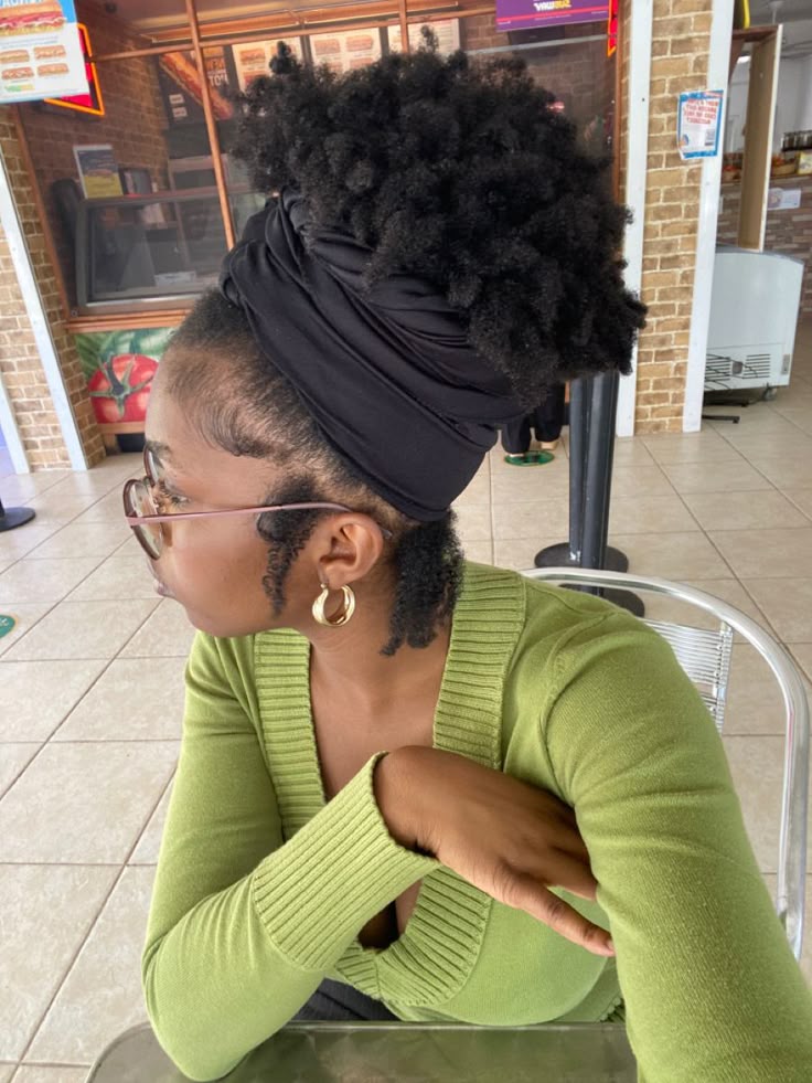  Natural 4C puff with scarf headband