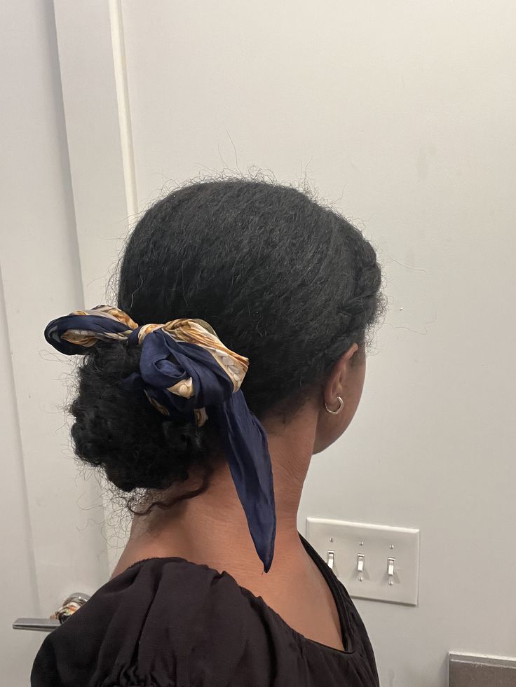 Natural 4C bun wrapped with a scarf