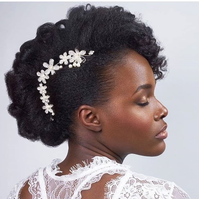 Sculpted frohawk on natural 4C hair for a wedding