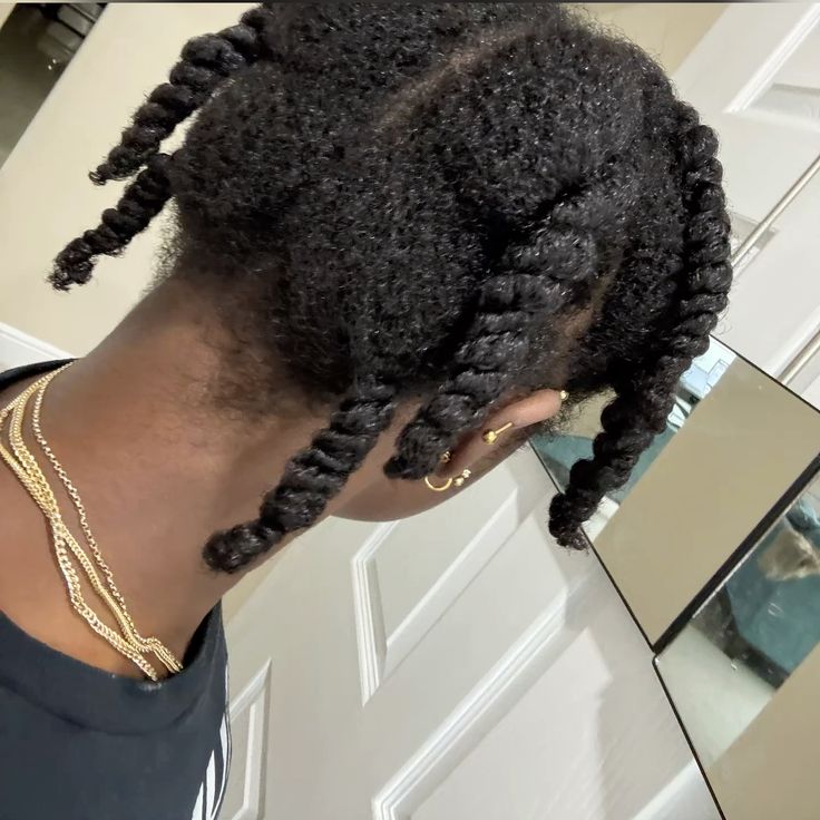 Natural 4C hair divided into sections for wash day
