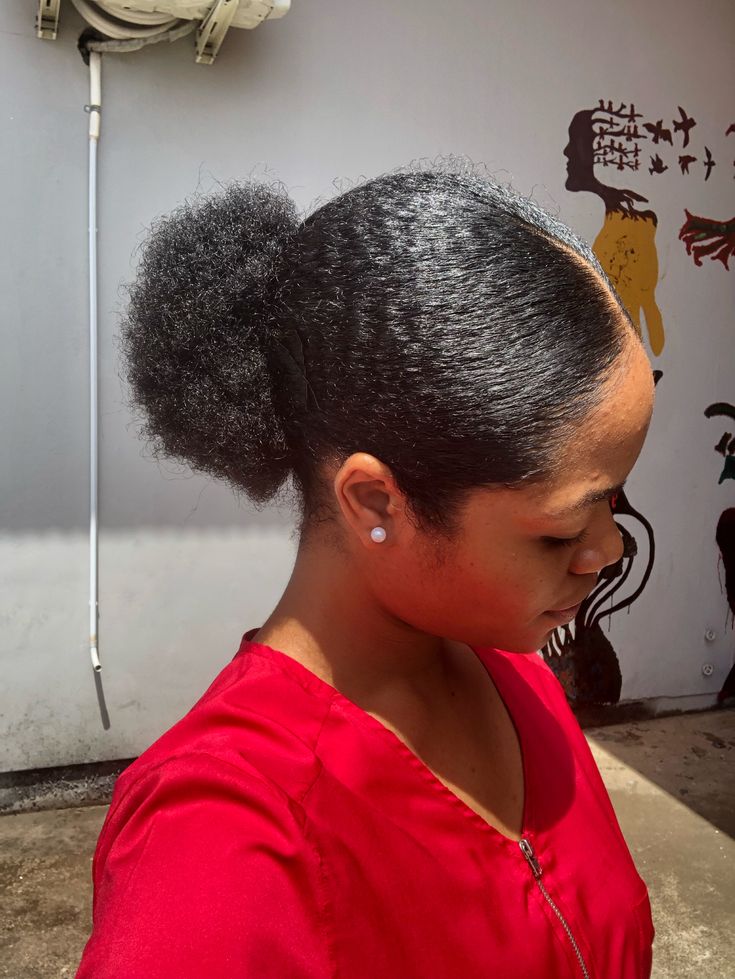 Side ponytail on natural 4C hair